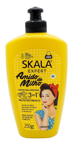 Imagen 2 de 5 de Skala Amido De Milho Crema Peinar Protector Termico Vegano