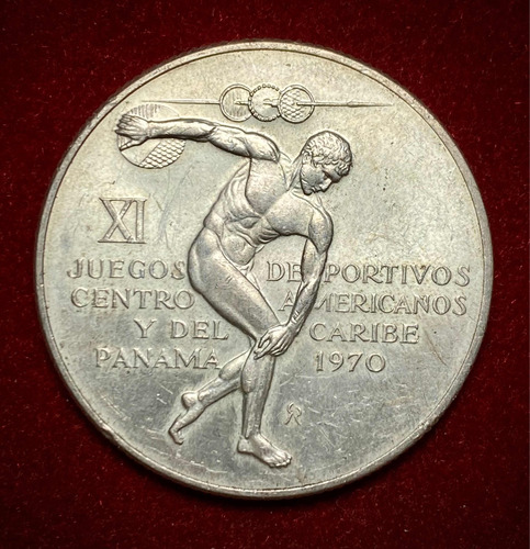 Moneda 5 Balboas Panama 1970 Xi Juegos Centroamericano Km 28 (Usado)