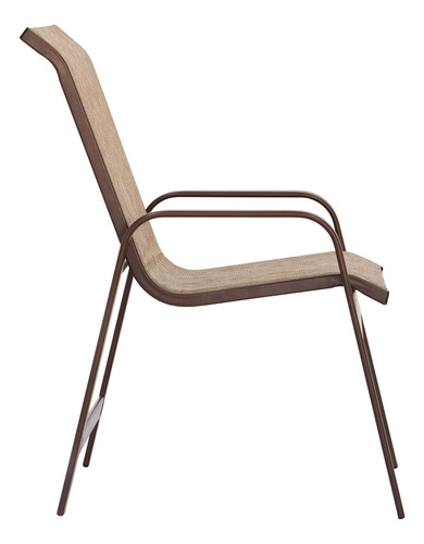 Kit 6 Poltronas Cadeira Em Aluminio E Tela Sling Cor Bege