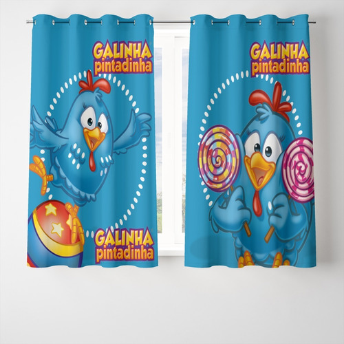 Cortina Decorativa Tema Galinha Pintadinha 2,60x1,50m Cor Galinha Pintadinha 01