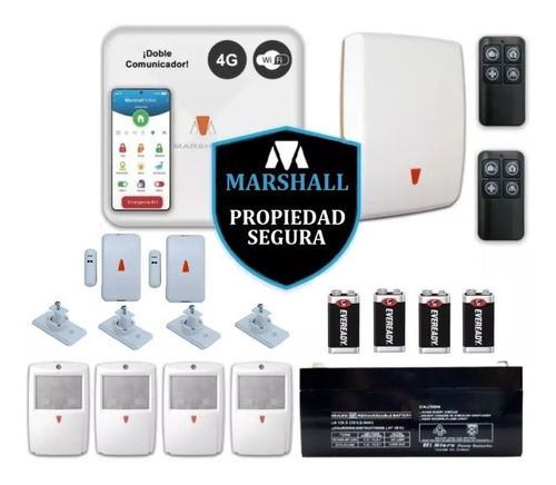 Kit Alarma Marshall 4g Linea Celular Y Wifi Sensores Sirenas