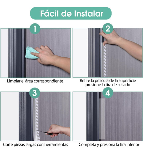 3 Tiras De Sellado Silicona Puertas Ventanas Guardapolvo Grises