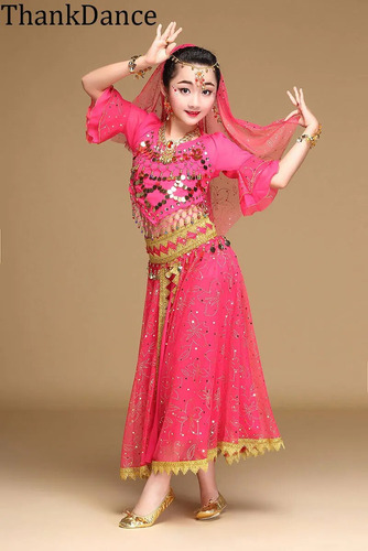 2024 Set De Disfraz De Danza India For Niños Sari Bollywood