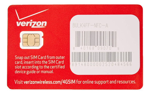 Tarjeta Sim Verizon Nano 4g Lte 4ff Nfc Para Samsung Galaxy