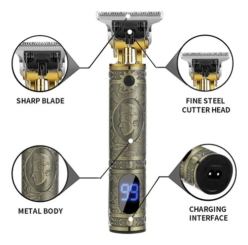 Barbeador Máquina Cortar Cabelo Barbear Dragão Display Usb
