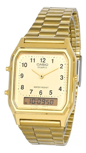 Reloj unisex Casio rectangular dorado AQ-230ga-9bmq