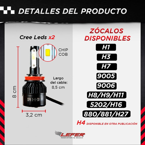Imagen 3 de 10 de Kit Cree Led Z7 22.000 Lm H1 H3 H7 H11 9006 Chip Usa