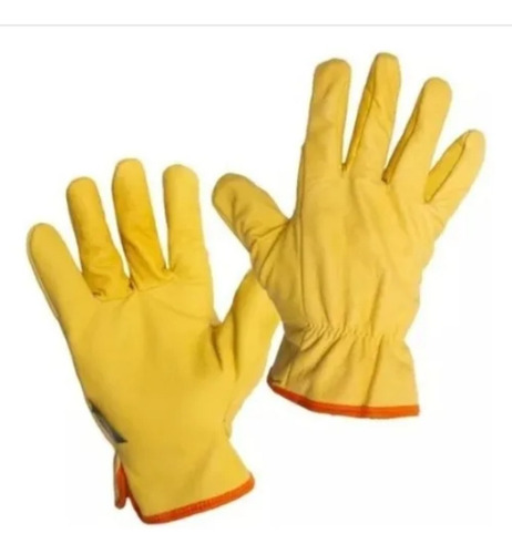 Pack Por 12 Guantes De Vaqueta 1/2 Paseo, De Cuero Amarillo Amarillo