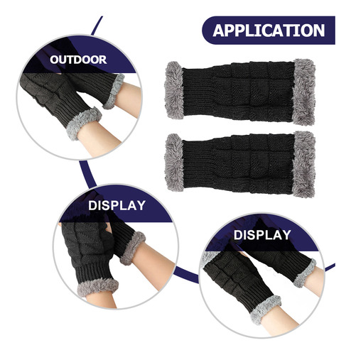 1 Par De Guantes De Medio Dedo Con Mangas Cortas Para Otoño