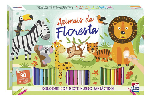 Meu Incrível Livro-kit Brilhante Para Colorir: Animais Da Floresta, De Brijbasi Art Press. Editora Happy Books, Capa Dura, Edição 1 Em Português, 2022