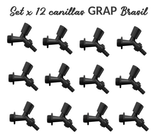 Paquete De 12 Canillas Plásticas Negras Pvc 1/2