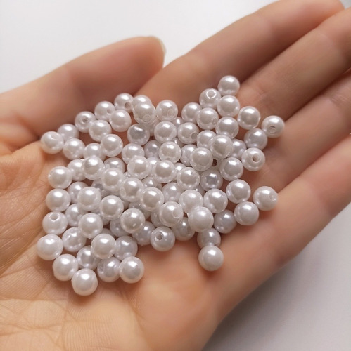 Perlas Blancas Con Orificio 6mm X 50 Gramos (500 Unidades) 