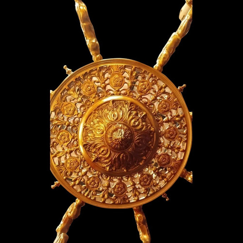 Araña Lampara Francesa Colgante De Bronce Antigua 1154 (Usado)