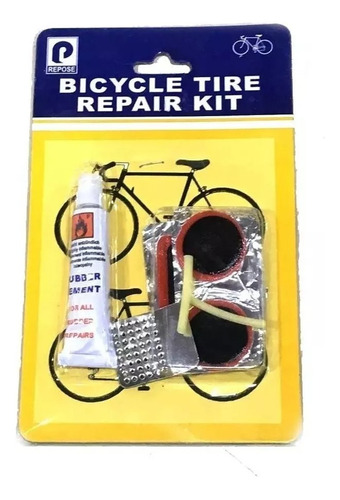 Kit Reparación Bicicletas Parche Solución Gomines Lija