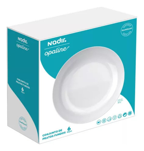 Conjunto De Prato Blanc Fundo 6 Peças Opaline Nadir