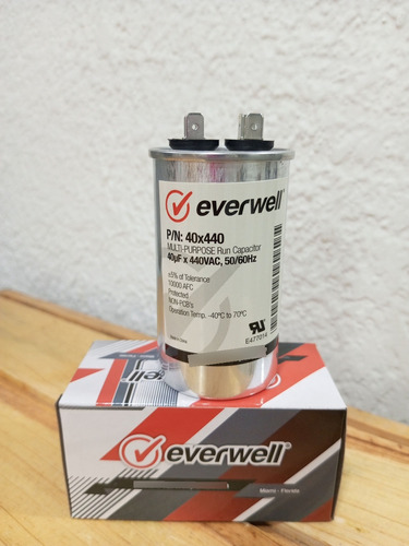 Capacitor De Marcha De 40 Mfd X 440v Everwell