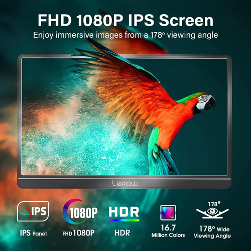 Monitor Gamer Portátil Ips 15.6 Pulgadas Type-c Full Hd Hdmi