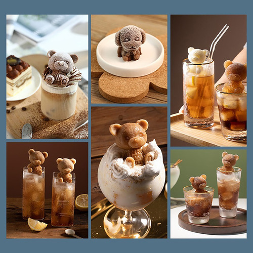 Bandeja De Cubitos De Hielo Cute Bear Hecha A Mano De Silico