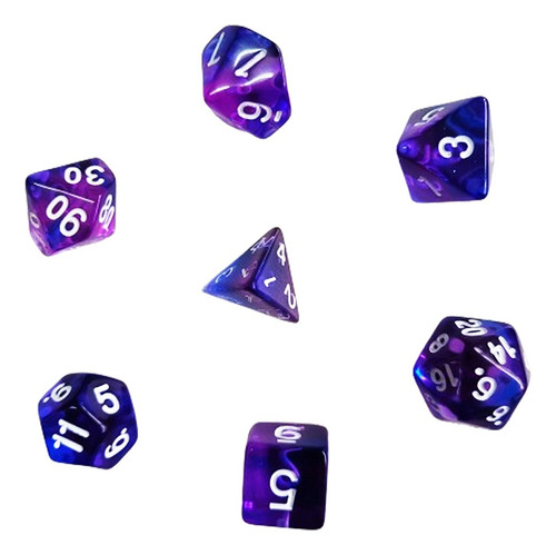 Set De 7 Dados - Azul Y Violeta Translucido 