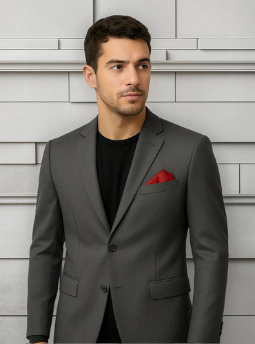Blazer Microfibra Slim Masculino Forro Trabalhado Promoção Cinza Blazer 48