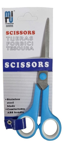 Tijera De Color Scissors Punta Fina Azul