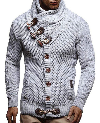 Cárdigan Tipo Suéter Cuello Alto Para Hombre, Ropa De Ocio