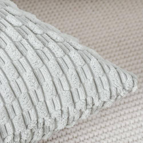 Set De 2 Fundas De Almohada Pana Bohemia 50x50cm Blanco Gris