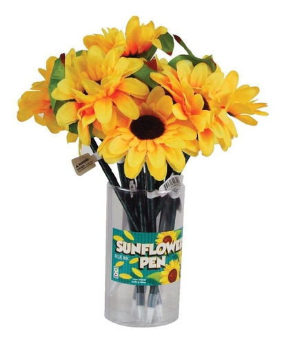 Boligrafo Lapicera Con Forma De Girasol Y Tinta Azul X12u