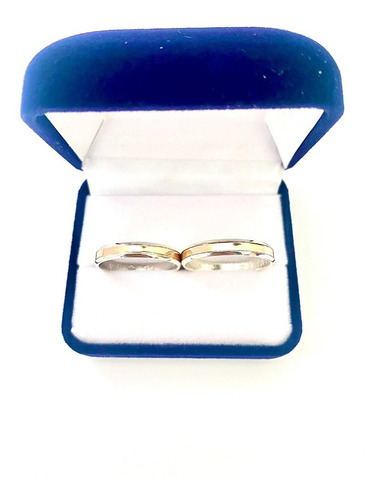 Imagen 2 de 4 de Alianzas Anillos Plata 925 Y Oro 18k Compromiso 4,5 Mm Ancha