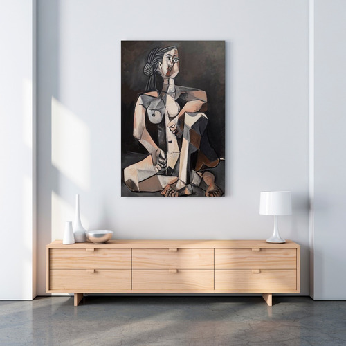 Cuadros Picasso -mujer Sentada-calidad Uhd 60x95 Cm.