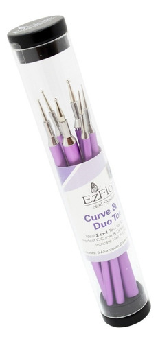 Ezflow Duo Tools Kit Decoración Uñas Dooting Curva Nail Art Color Lila