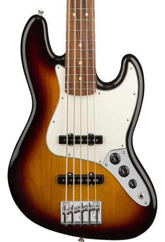 Baixo elétrico Fender Player Jazz Bass V Sunburst, 5 cordas, acabamento corporal lacado, cor: 3 cores, Sunburst, orientação à direita