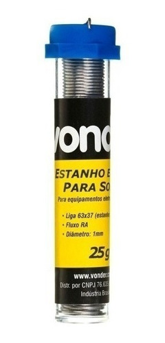 Estanho Fio 1mm 63x37 Tubinho 25g - Vonder