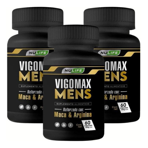 Pack 3 Vigomax Mens Multivit Testo, Maca Arginina 60 Caps