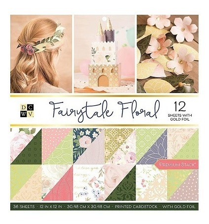 Block De Cartulinas De 12x12pLG Fairytale Floral C/foil 36 P