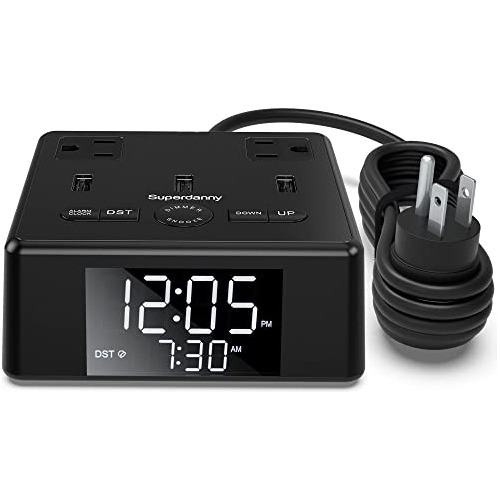 Reloj De Alarma Digital Con 3 Cargador Usb, W9rsr