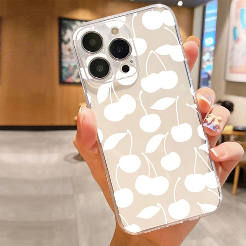 Una Funda Blanda Transparente De Color Blanco Cereza Con Funciones A Prueba De Golpes, Compatible Con Apple, Compatible Con Samsung