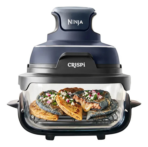 Ninja Crispi Freidora de Aire de Vidrio 4-en-1 232°C Vidrio sin tóxicos Recipientes de 3.8lt y 1.4lt con tapas Apta para Microondas, Congelador y Lavavajillas, Freír y Hornear, Cocina, sirve y guarda