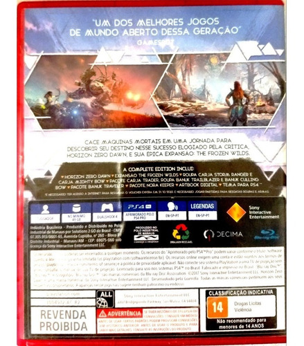 Horizon Zero Dawn Complete Edition Sony Ps4 Físico (Usado)