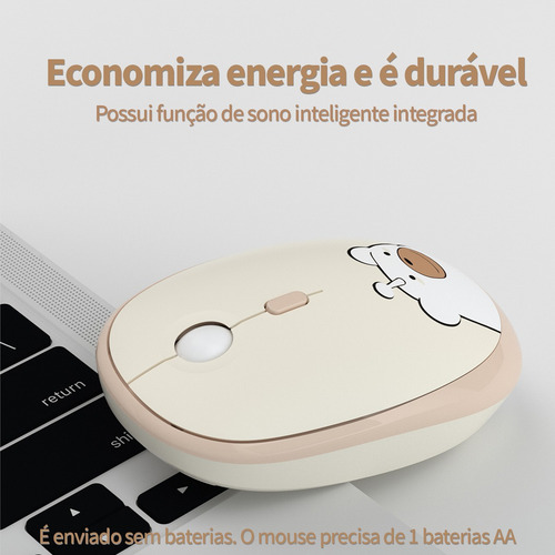 Mouse Sem Fio Mofii M22 Little Bear Em Bege