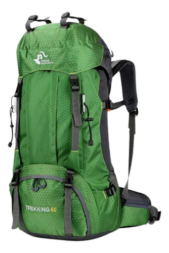 Mochila Viaje Trekking 60 L + Cubre Mochila + Bolsa Agua 2 L