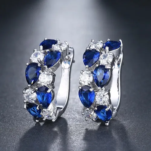 Brinco Pedra Zirconia Prata Madrinha Mãe D Noivos Verde Azul