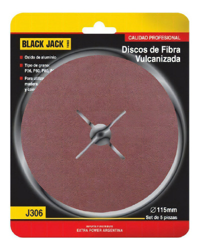 Lijas Circulares De Fibra Vulcanizada 115 Mm X 5 Pcs Cantidad de granos 1