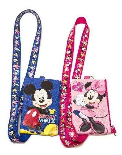Set Disney De 2 Cordones Mickey Y Minnie Mouse Con Monedero