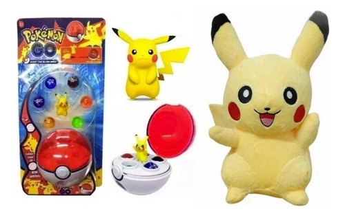 Combo Muñeco Pikachu + Pokebola Lanzadora Envio Gts