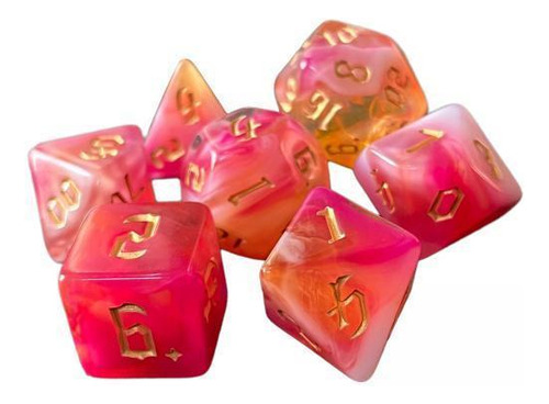 2 X 7x Dados Poliédricos De Doble Color D6 D4 D8 Rosa