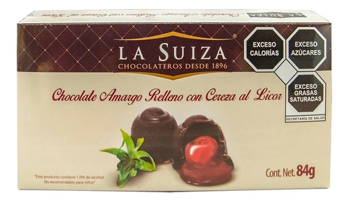 La Suiza Chocolate Amargo Relleno Con Cereza 84 Gr