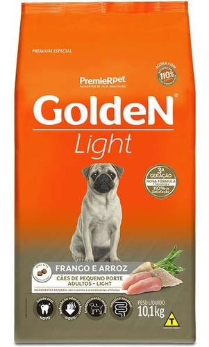 Ração Golden Cães Adultos Light Mini Bits Frango Arroz 10kg