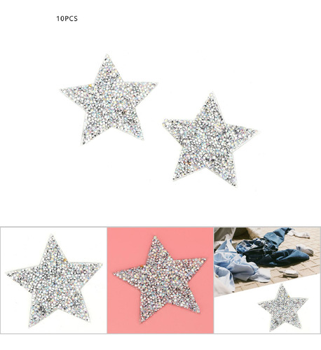 10pcs Rhinestone Estrella Apliques Plancha Ropa Parche Para