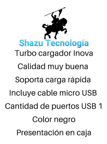 Imagen 3 de 8 de Cargador Para Celular Carga Rápida Con Cable Micro Usb Inova